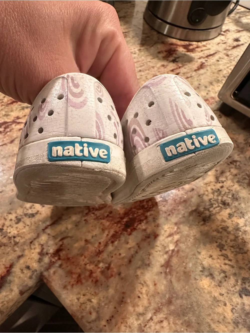 2 pairs of Native Toddler Silver Glitter Jefferson and white Slip-On Water Shoes